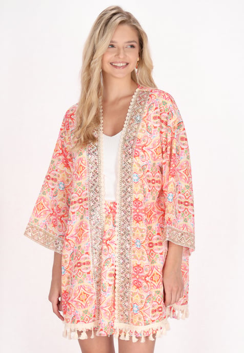 IZIA Kimono Damen Rosa Mehrfarbig - Image 3