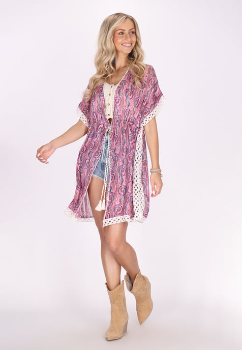 IZIA Kimono Damen Rosa Mehrfarbig - Image 2