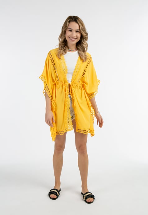 IZIA Kimono mit Lochspitze Damen gelb - Image 2