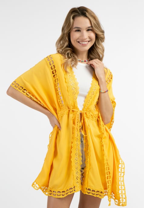 IZIA Kimono mit Lochspitze Damen gelb - Image 3