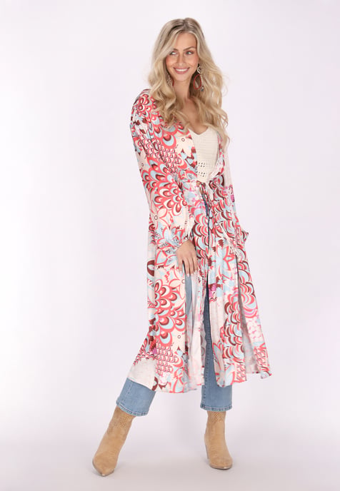 IZIA Kimono Damen Rot Mehrfarbig - Image 2