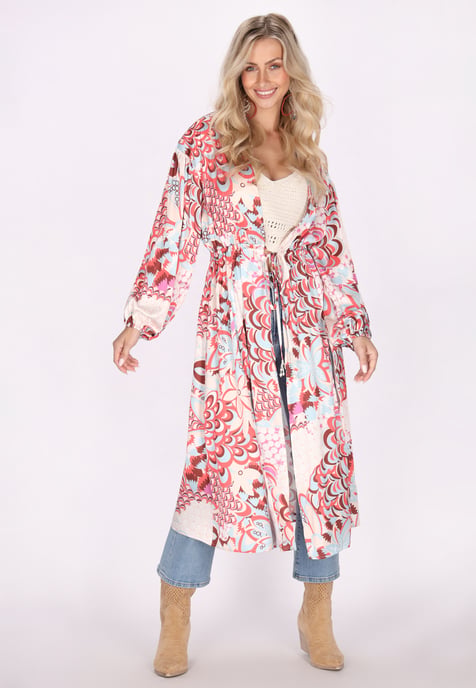IZIA Kimono Damen Rot Mehrfarbig - Image 3