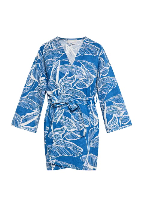 usha Kimono Damen Blau Wollweiss - Image 1