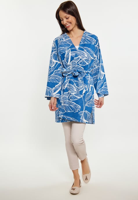 usha Kimono Damen Blau Wollweiss - Image 2