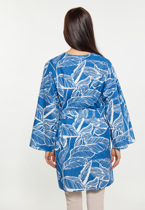 usha Kimono Damen Blau Wollweiss - Image 4