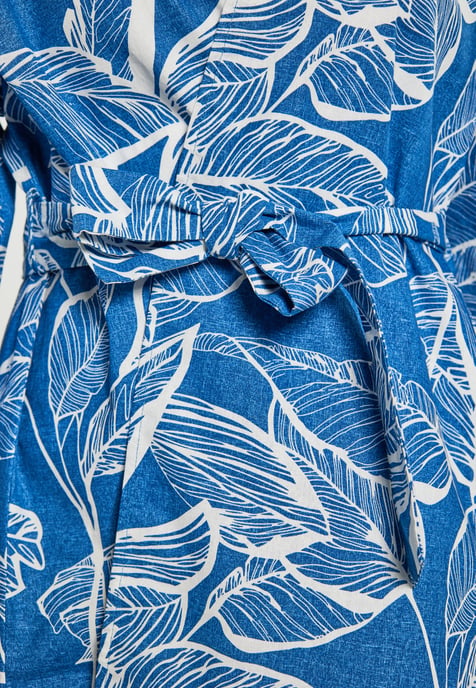 usha Kimono Damen Blau Wollweiss - Image 5