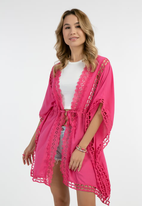 IZIA Kimono mit Lochspitze Damen Rosa - Image 3