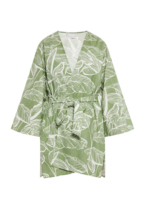 usha Kimono Damen Grün Wollweiss - Image 1