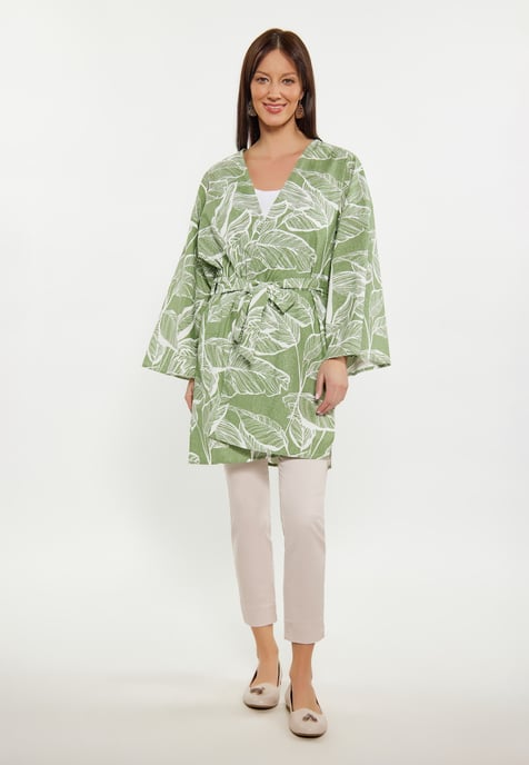 usha Kimono Damen Grün Wollweiss - Image 2