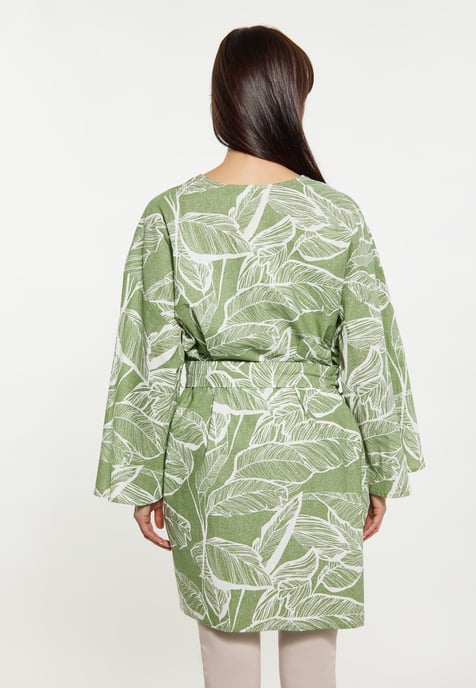 usha Kimono Damen Grün Wollweiss - Image 4