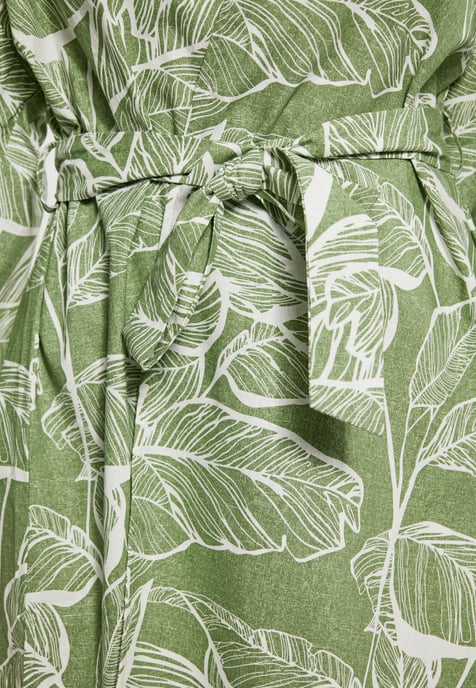 usha Kimono Damen Grün Wollweiss - Image 5