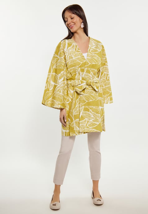 usha Kimono Damen Gelb Wollweiss - Image 2