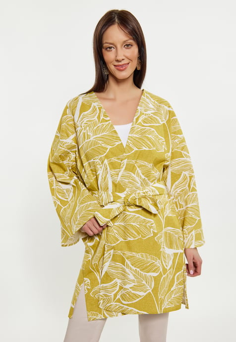 usha Kimono Damen Gelb Wollweiss - Image 3