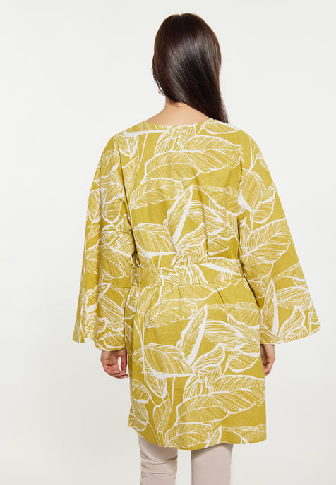 usha Kimono Damen Gelb Wollweiss - Image 4