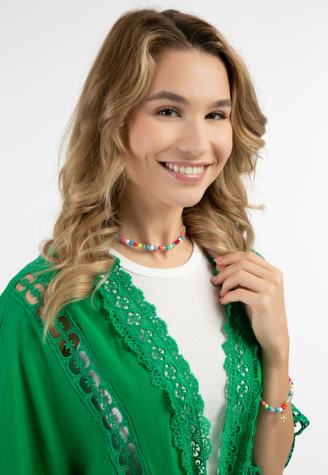 IZIA Kimono mit Lochspitze Damen grün - Image 5