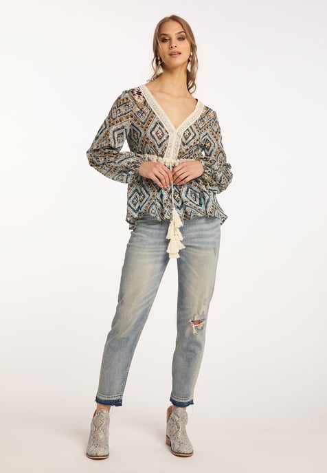 IZIA Tunika langarm Damen Blau Gold - Image 2
