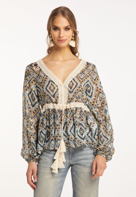 IZIA Tunika langarm Damen Blau Gold - Image 3
