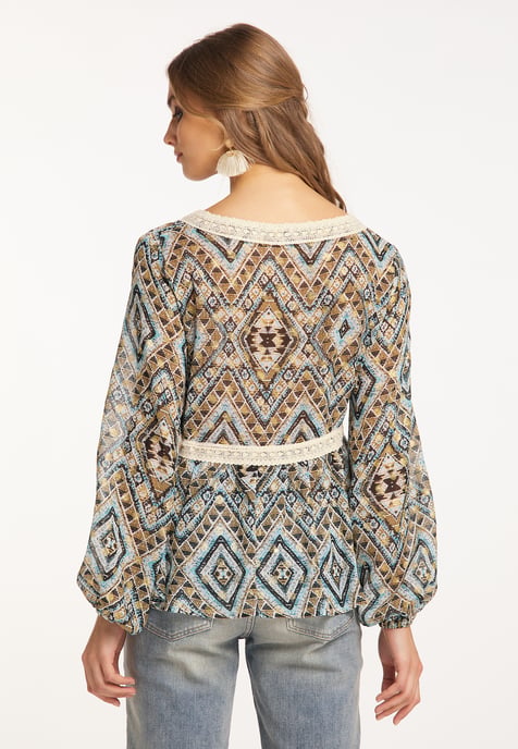 IZIA Tunika langarm Damen Blau Gold - Image 4
