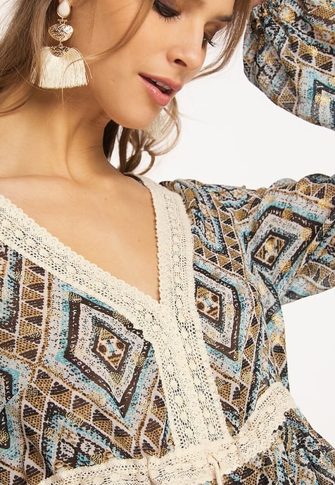 IZIA Tunika langarm Damen Blau Gold - Image 5