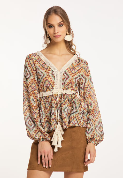 IZIA Tunika langarm Damen Orange Gold - Image 3