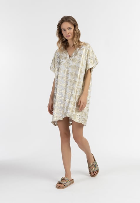 IZIA Tunika Damen Wollweiss mit Goldenen Blumen - Image 2