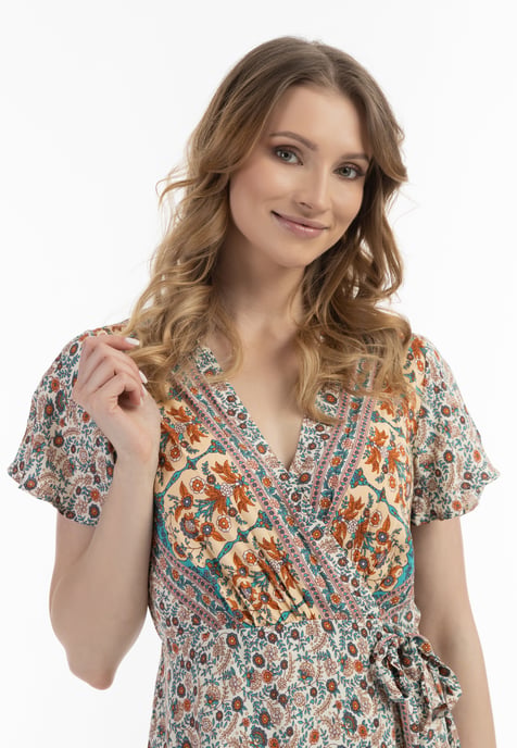 usha Sommerkleid Damen Wollweiß Mehrfarbig - Image 5