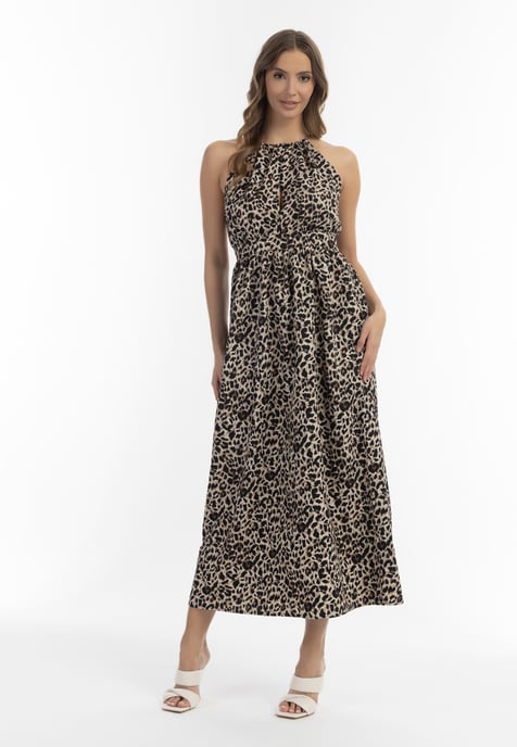 Faina Maxikleid mit Leoprint Damen Beige Löwe - Image 2
