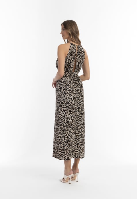 Faina Maxikleid mit Leoprint Damen Beige Löwe - Image 3