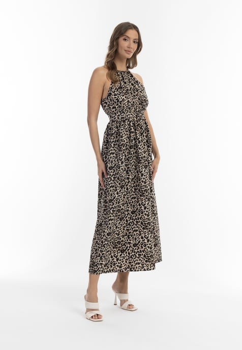Faina Maxikleid mit Leoprint Damen Beige Löwe - Image 4