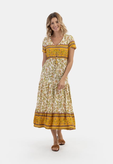 usha Sommerkleid Damen Wollweiß Mehrfarbig - Image 2