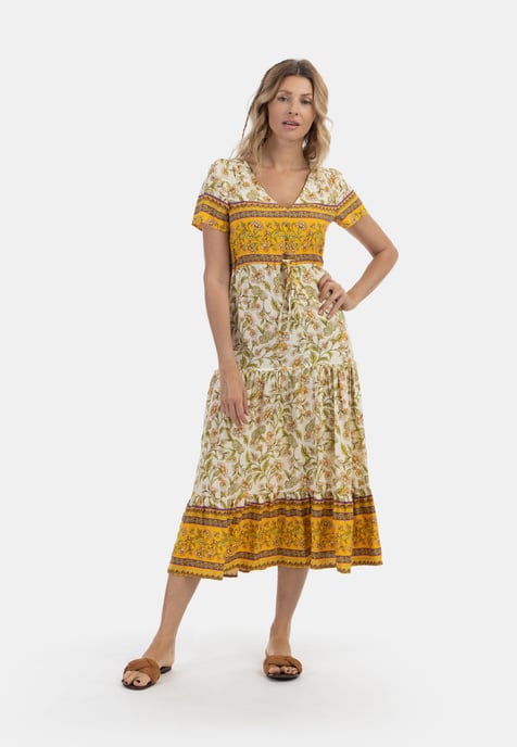 usha Sommerkleid Damen Wollweiß Mehrfarbig - Image 4