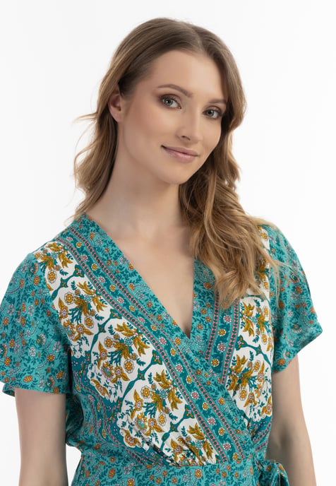 usha Sommerkleid Damen Türkis Mehrfarbig - Image 5