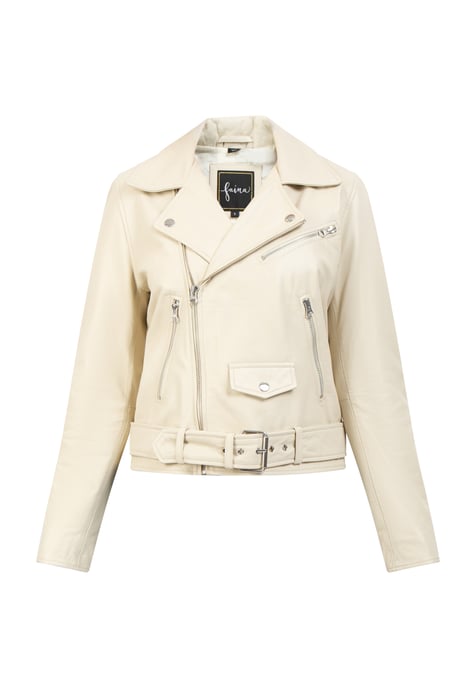 Faina Lederjacke Damen Wollweiß - Image 1