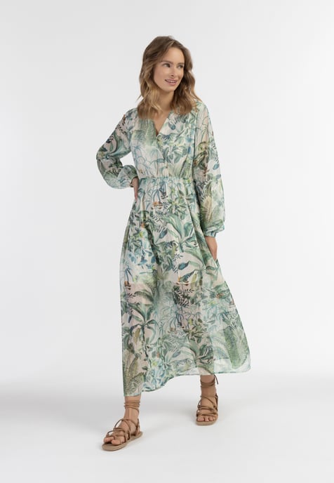 IZIA Maxi Langarmkleid Damen Dschungel Druck - Image 3