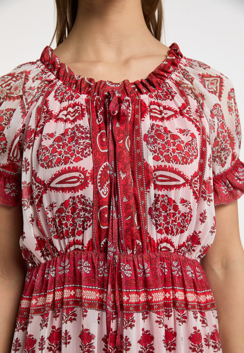 usha Maxikleid mit Allover-Print Damen Rot Mehrfarbig - Image 5