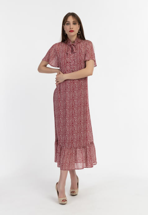 Faina Midikleid aus Chiffon Damen rot weiss - Image 2