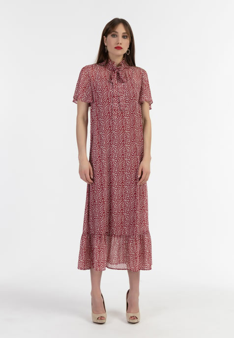 Faina Midikleid aus Chiffon Damen rot weiss - Image 4