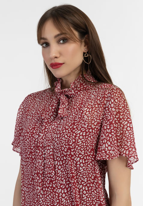 Faina Midikleid aus Chiffon Damen rot weiss - Image 5