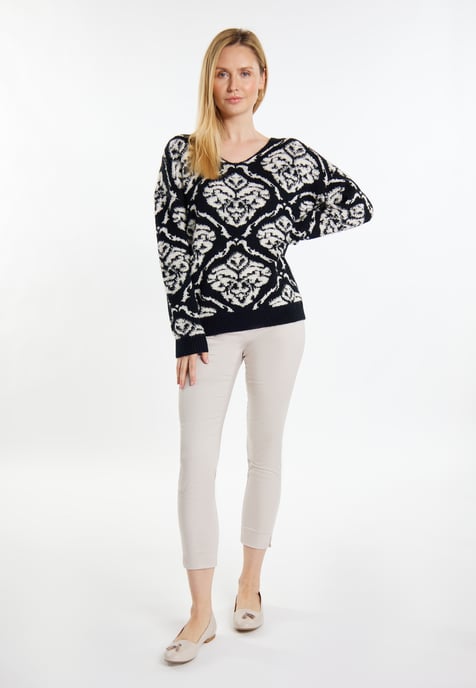 usha Strickpullover Damen schwarz/creme - Image 2