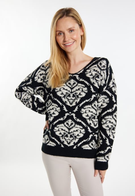 usha Strickpullover Damen schwarz/creme - Image 3