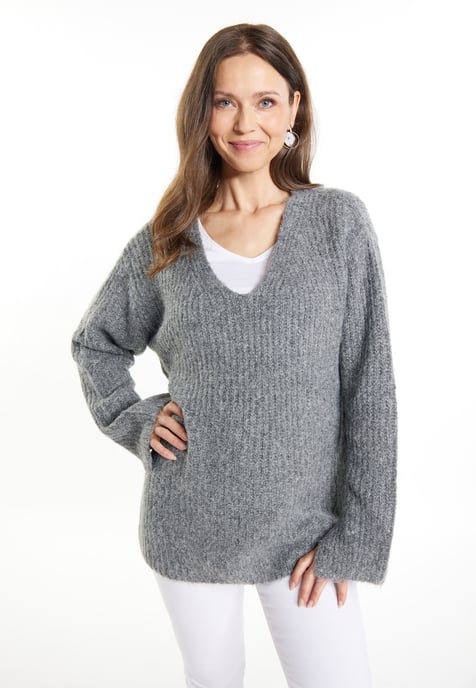 usha Strickpullover Damen grau melange - Image 3