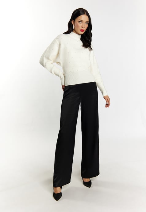 Faina Strickpullover mit Perlen Damen Wollweiß - Image 2