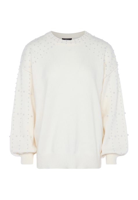 Faina Pullover mit Perlen Damen Wollweiß - Image 1