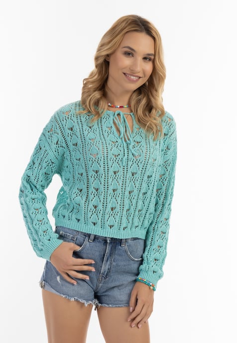 IZIA Strickpullover Damen türkis - Image 3
