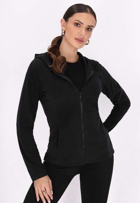 Faina Fleecejacke Damen schwarz - Image 3