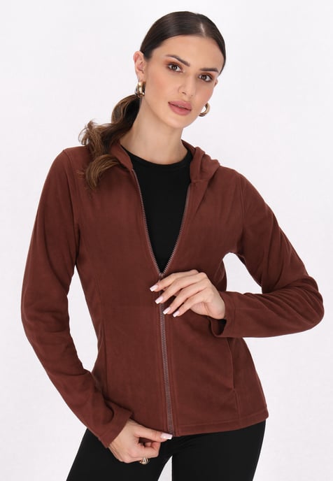 Faina Fleecejacke Damen braun - Image 3