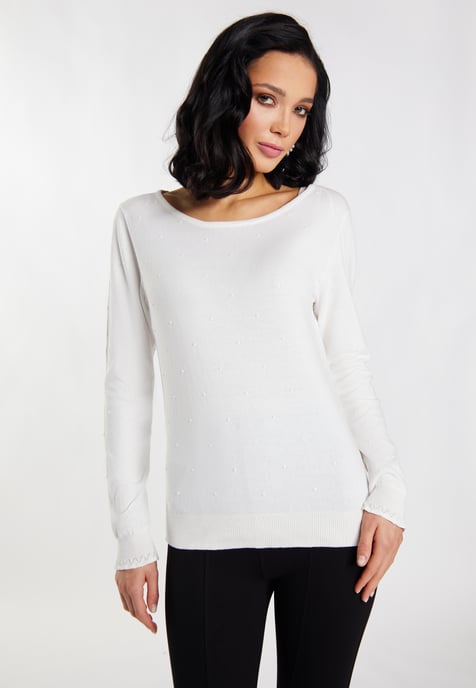 Faina Strickpullover Damen Wollweiß - Image 3