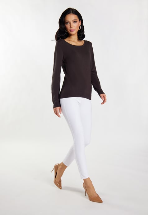 Faina Strickpullover Damen dunkelbraun - Image 2