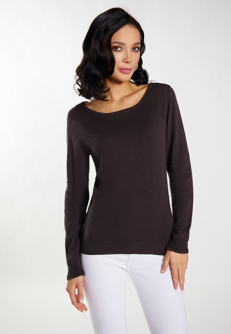 Faina Strickpullover Damen dunkelbraun - Image 3