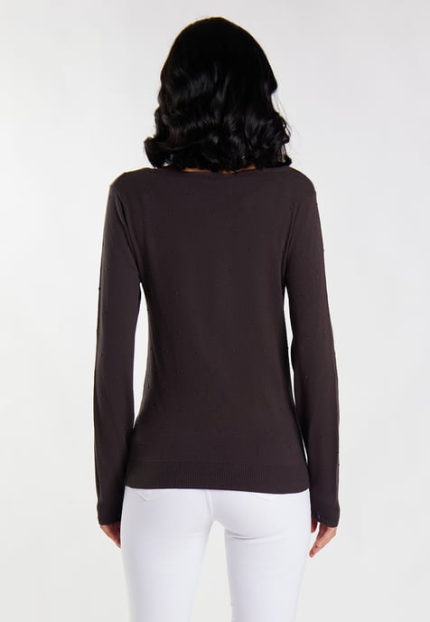 Faina Strickpullover Damen dunkelbraun - Image 4